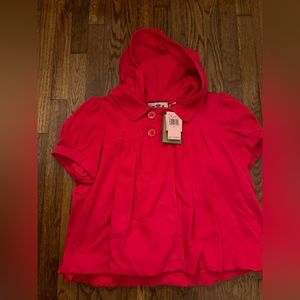 Y2K Juicy Couture Red Buttoned Hooded Cape Jacket Size XL